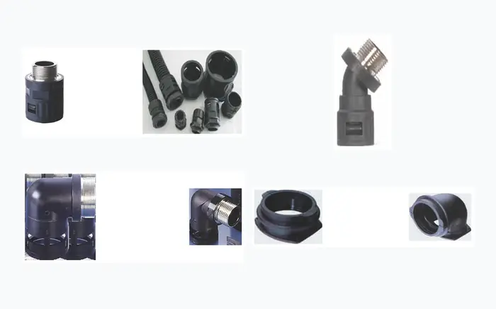 Polyamide conduit end fittings — straight, 45°, 90° and flange connectors
